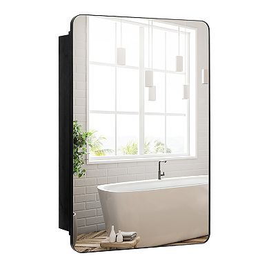Gymax 20 x30 Inch Bathroom Mirror Cabinet w/ Aluminum Frame Adjustable Shelves