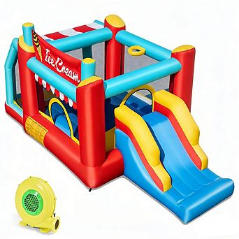 Gymax Inflatable Bounce House 5-in-1 Ice Cream Jumping Castle w/ 480W Blower