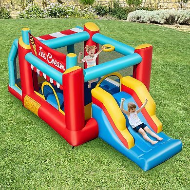 Gymax Inflatable Bounce House 5-in-1 Ice Cream Jumping Castle w/ 480W Blower