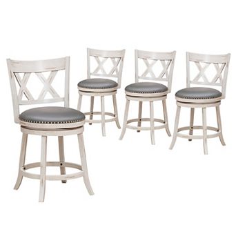 Gymax Swivel Bar Stools Set of 4 Solid Wood Stools w/ X-shaped Backrests