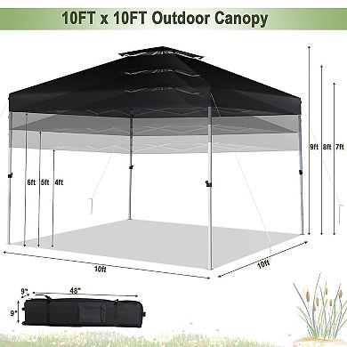 Gymax 2-Tier 10' x 10' Pop-up Canopy Tent Instant Gazebo Adjustable Carry Bag w/ Wheel