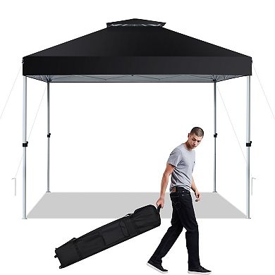 Gymax 2-Tier 10' x 10' Pop-up Canopy Tent Instant Gazebo Adjustable Carry Bag w/ Wheel