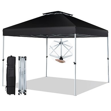 Gymax 2-Tier 10' x 10' Pop-up Canopy Tent Instant Gazebo Adjustable Carry Bag w/ Wheel