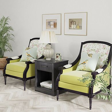 Gymax Nightstand with Drawer and Shelf Rustic Wooden Bedside Table Bedroom Black