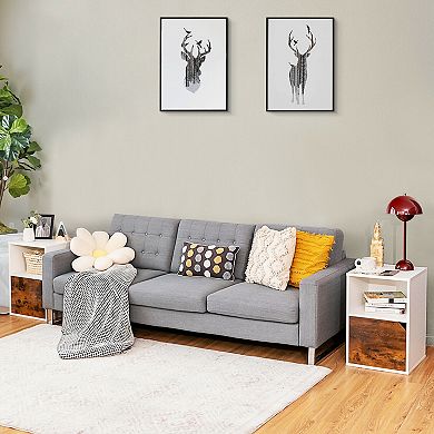 Gymax Set of 2 Nightstands Side End Table Storage Cabinet Shelf Living Room White