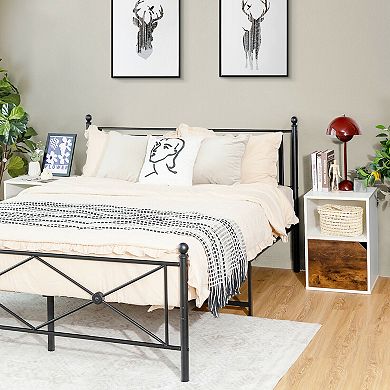 Gymax Set of 2 Nightstands Side End Table Storage Cabinet Shelf Living Room White