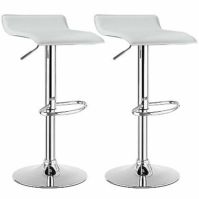 Gymax Set of 2 PU Leather Swivel Bar Stool Adjustable Kitchen Counter Bar Chairs
