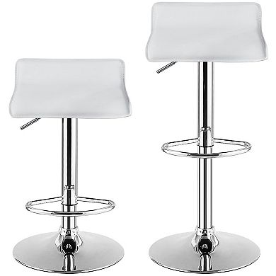 Gymax Set of 2 PU Leather Swivel Bar Stool Adjustable Kitchen Counter Bar Chairs