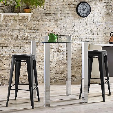 Gymax Set of 4 Stackable Backless Metal Bar Stools w/ Footrest for Kitchen