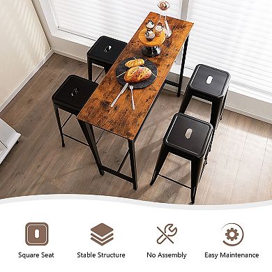Gymax Set of 4 Stackable Backless Metal Bar Stools w/ Footrest for Kitchen
