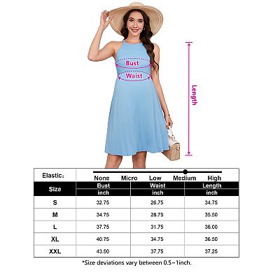Maternity Casual Dress Halter Neck Sleeveless Pregnant Clothes