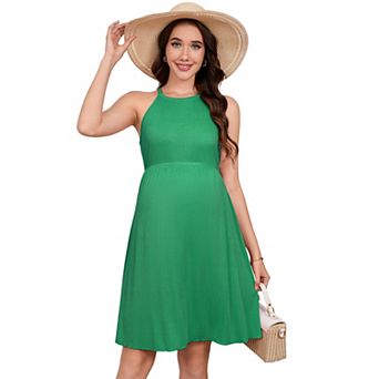 Maternity Casual Dress Halter Neck Sleeveless Pregnant Clothes