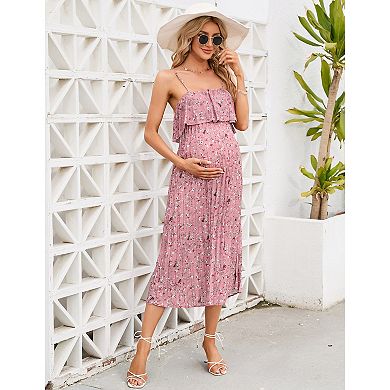 Women's Ruffle Off The Shoulder Floral Loose Maxi Dress