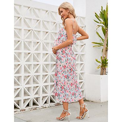 Women's Ruffle Off The Shoulder Floral Loose Maxi Dress