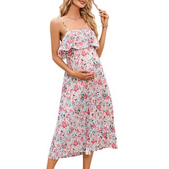 Women's Ruffle Off The Shoulder Floral Loose Maxi Dress