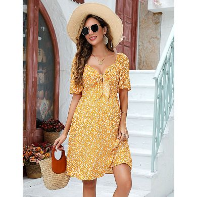 Women Casual Sweetheart Neck Maternity Flowy Mini Dresses