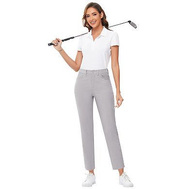 Women's Golf Performance Work Pants Stretch Tech Fabric Slim Fit Business Casual Trousers