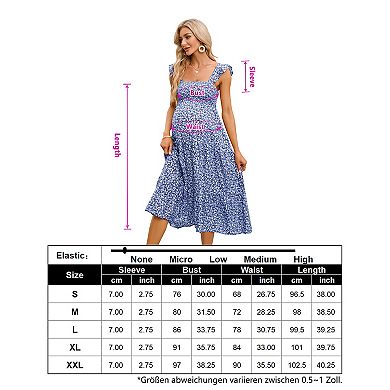 Women Casual Ruffle Strap Dress Midi Flowy A Line Sundress