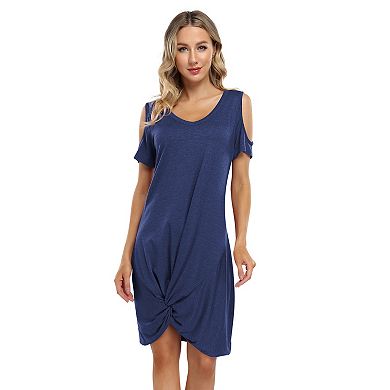 Women Casual Short Sleeve Twist Dress