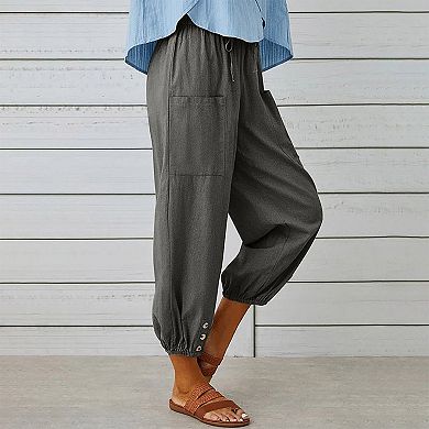 Loose Cotton and Linen Cropped Women's Pants