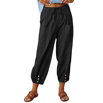 Loose Cotton and Linen Cropped Women's Pants