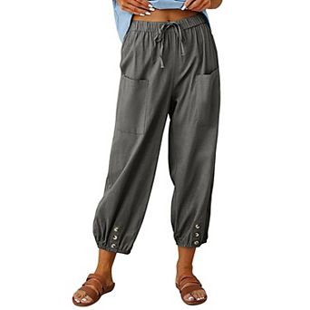Loose Cotton and Linen Cropped Women's Pants