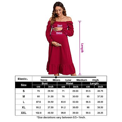 Women Maternity Smocked Square Neck Wedding Guest Long Dress