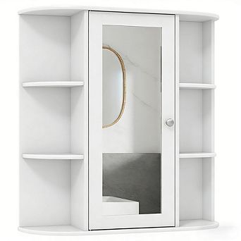 Gymax Bathroom Wall Medicine Cabinet Wall Mounted Storage Organizer w/ Mirror Door