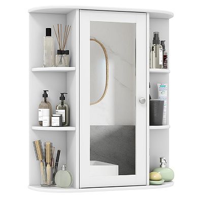 Gymax Bathroom Wall Medicine Cabinet Wall Mounted Storage Organizer w/ Mirror Door