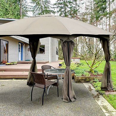 Gymax 11.5FT Patio Gazebo Canopy Tent Wedding Party Shelter Awning Mosquito Netting