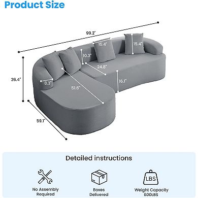 99" L Shaped Sectional Couches for Living Room