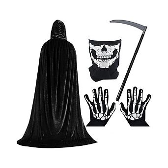 Adult Grim Reaper Costume Black Cloak Set