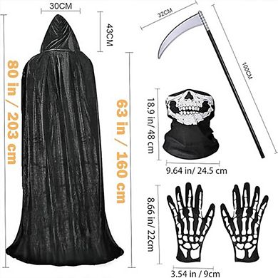 Adult Grim Reaper Costume Black Cloak Set
