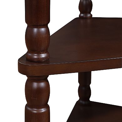 33.8" Wood Corner Cabinet Side Table with 3 Tier Solid Wood Legs