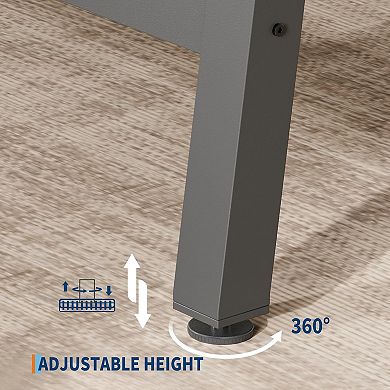 71 Inch Rectangular Dining Table for 6-10 People, Adjustable Feet, for Kitchen, Living Room