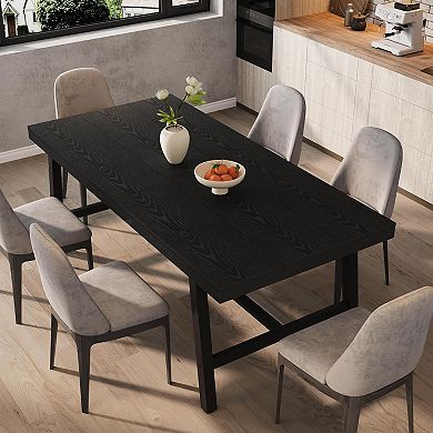 71 Inch Rectangular Dining Table for 6-10 People, Adjustable Feet, for Kitchen, Living Room