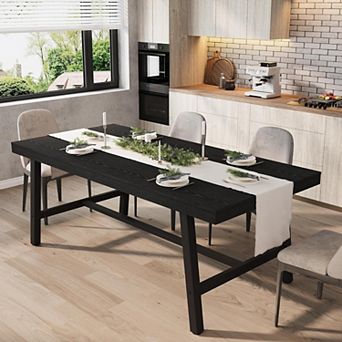 71 Inch Rectangular Dining Table for 6-10 People, Adjustable Feet, for Kitchen, Living Room