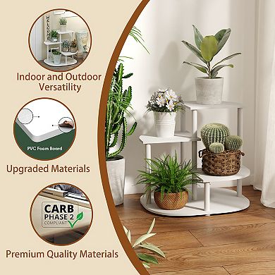 Furinno 3-Tier Planter Stand Flower Box Versatile Display Shelf, White
