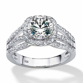 PalmBeach Jewelry 2.27 TCW Round Cubic Zirconia Triple Shank Platinum-plated Sterling Silver Ring
