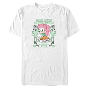 Big & Tall Sonic the Hedgehog Amy Rose This Is My Lucky Shirt Graphic Tee