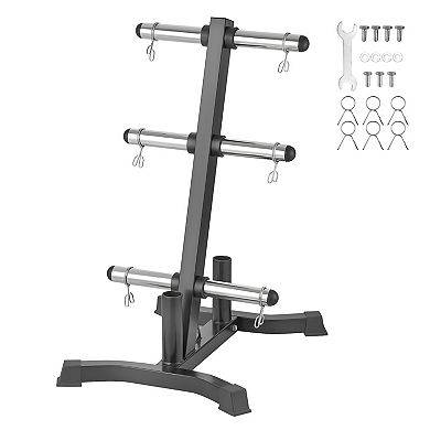 Heavy-Duty Weight Plate Rack for Barbells and Kettlebells, 1000 lb Capacity - Black