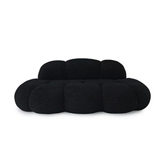 90" Boucle Sofa, Modern Curved Upholstered 3 Seater Cloud Couch