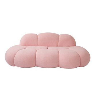 90" Boucle Sofa, Modern Curved Upholstered 3 Seater Cloud Couch