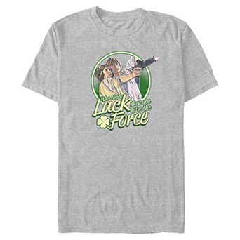 Big & Tall Star Wars Princess Leia & Luke Who Needs Luck Graphic Tee