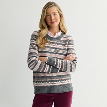 Women's Croft & Barrow® Long Sleeve Fair Isle Pullover Sweater