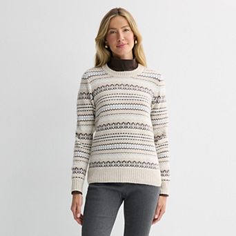 Women's Croft & Barrow® Long Sleeve Fair Isle Pullover Sweater