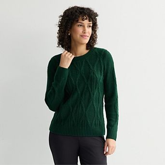 Petite Croft & Barrow® Cross Cable Knit Pullover Sweater