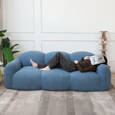 90.55" Modern Upholstered Bubble Lazy Floor Couch, Cozy Leisure Boneless Chaise Lounge