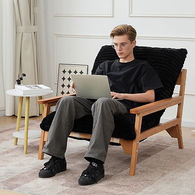 Bean Bag Chair for Adults，Comfy Recliner Reading Accent Armrest Chair
