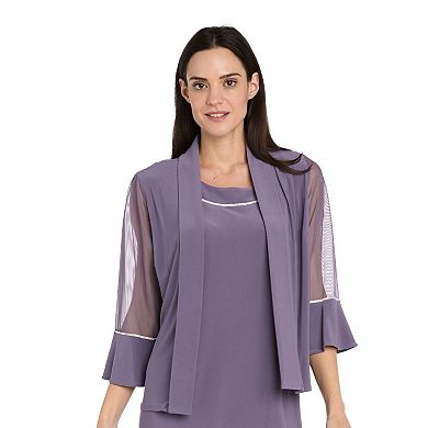 Women's R&M Richards 2-Piece Rhinestone Trim Sheath Dress & Mesh Jacket Set